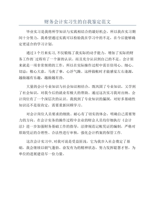 财务会计实习生的自我鉴定范文