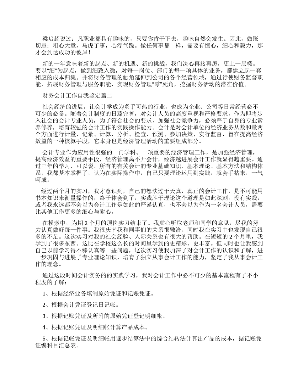 财务会计工作自我鉴定_第2页