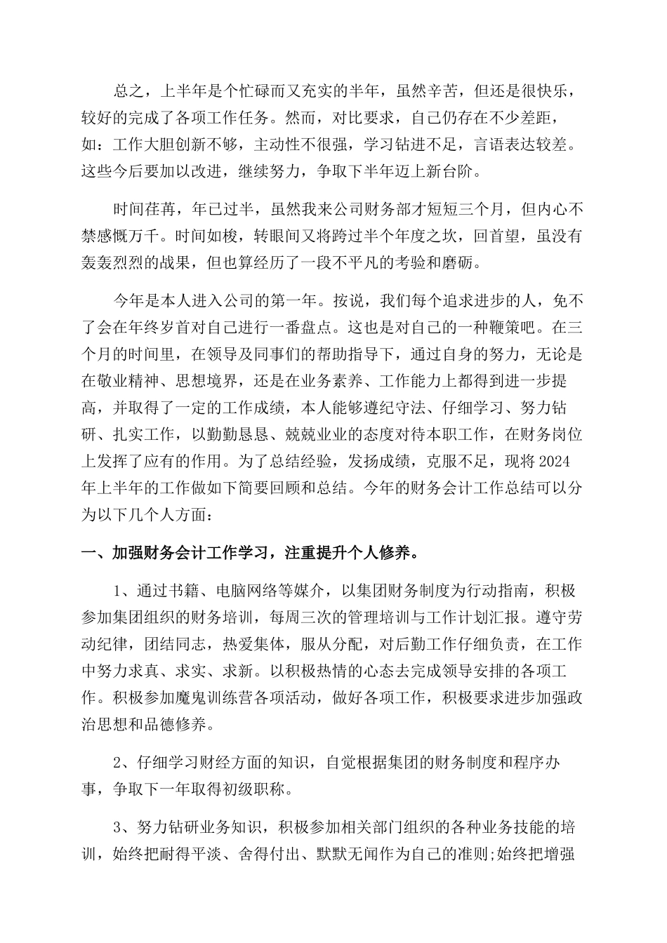 财务会计工作总结范文及工作计划范文报告范文2024_第3页