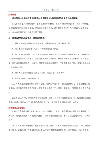 财务会计工作计划