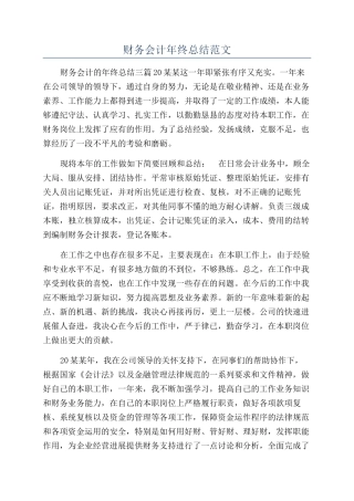 财务会计年终总结范文