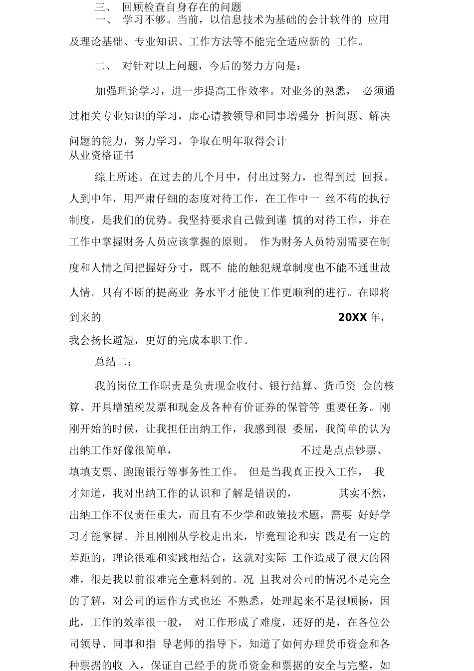 财务出纳个人工作总结_第3页