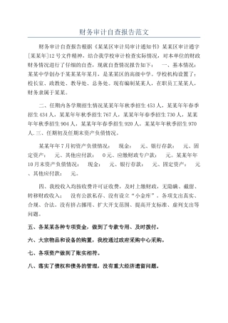 财务审计自查报告范文