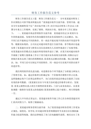 财务工作报告范文参考