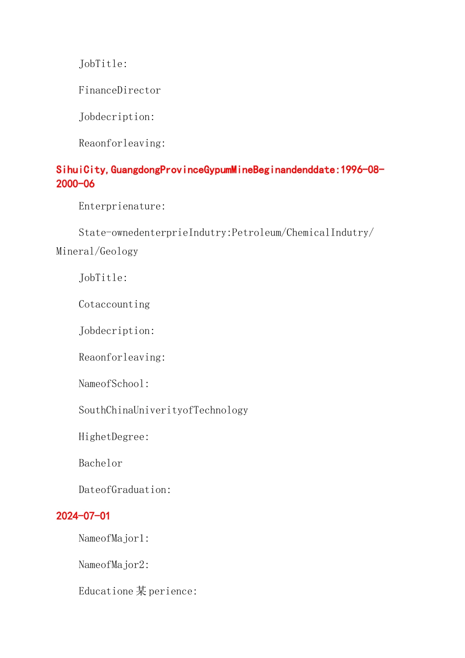 财务总监的英文简历模板_第3页