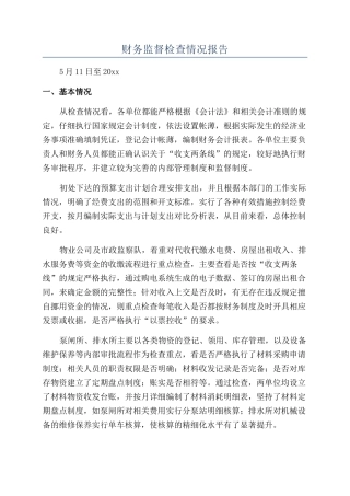 财务监督检查情况报告