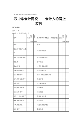 财务管理表格一般企业资产负债表中华会计网校——会计人的网上家园