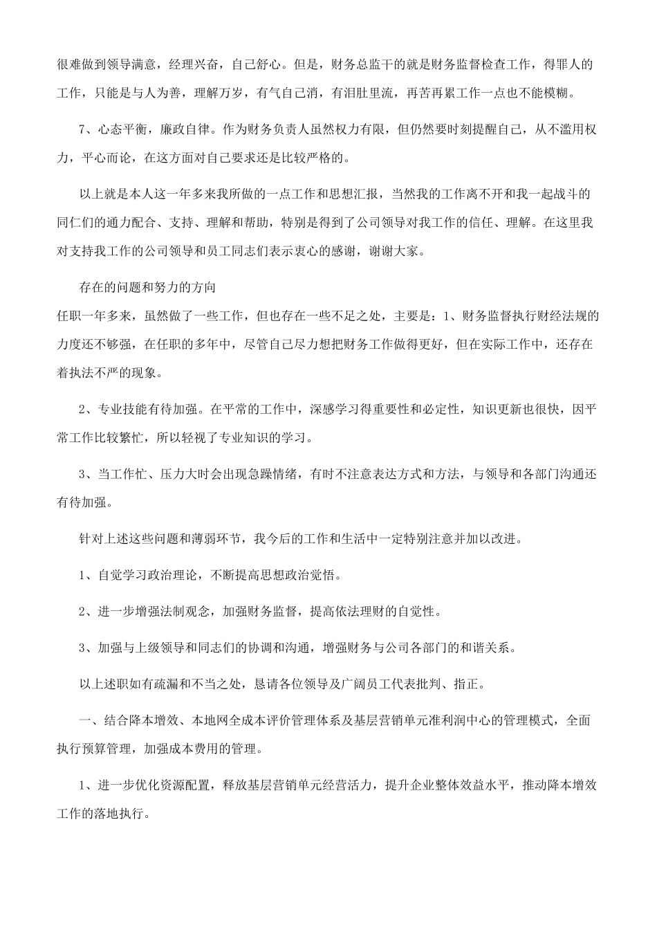 财务经理个人述职报告_第2页