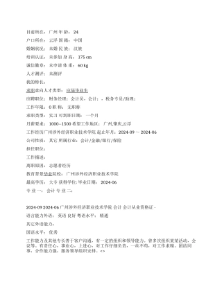 财务经理简历范文1