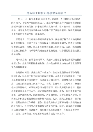 财务职工职位心得感想总结范文