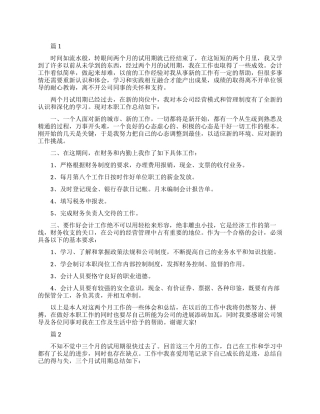 财务试用期工作总结