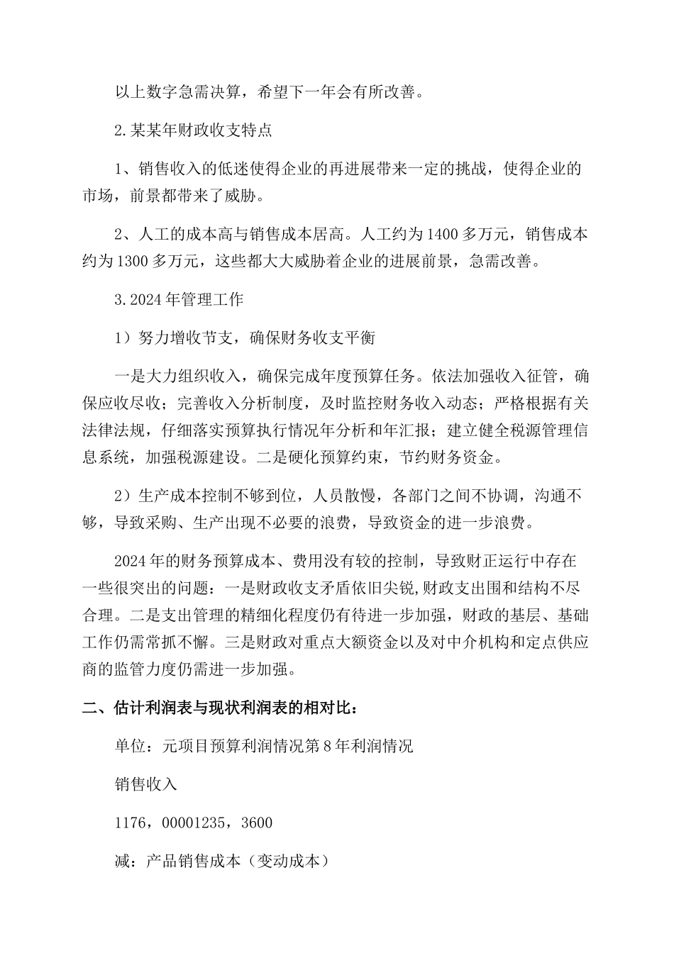 财务预算与预算执行情况分析总结范文报告范文_第2页
