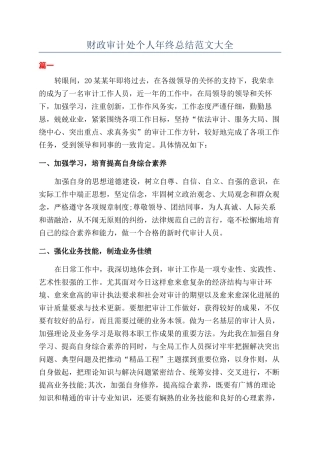 财政审计处个人年终总结范文大全