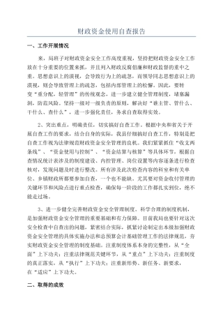 财政资金使用自查报告