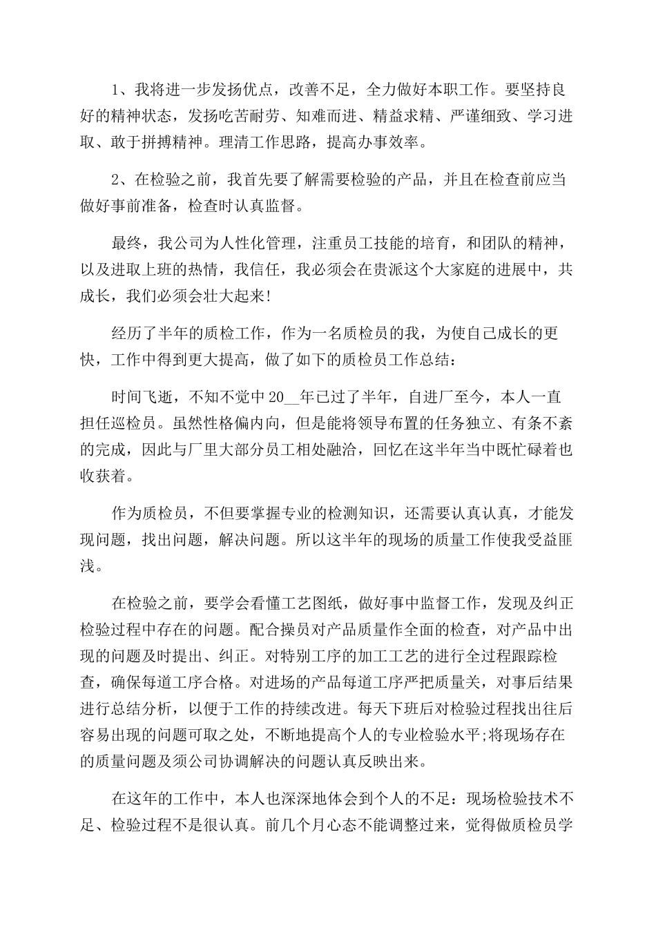 质检员个人工作总结范文模板2024_第2页