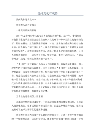 贵州龙化石观悟