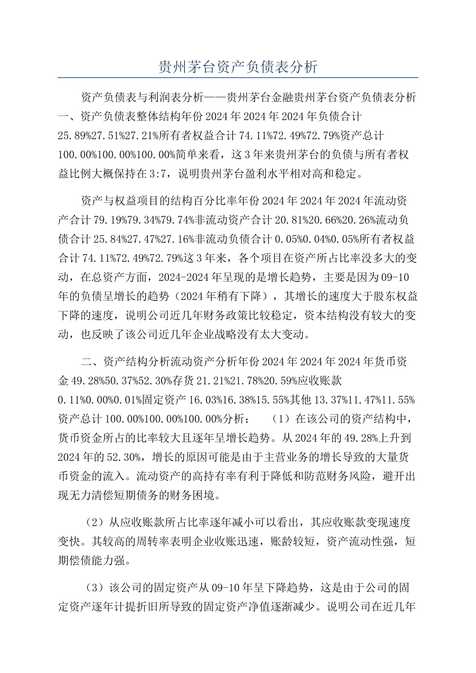 贵州茅台资产负债表分析_第1页