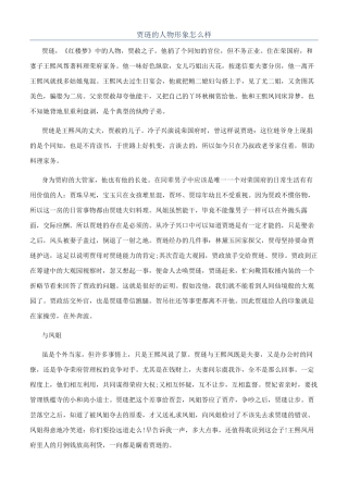 贾琏的人物形象怎么样