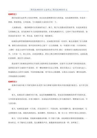 赞美松树的作文