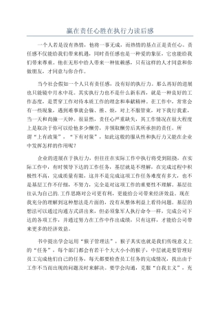 赢在责任心胜在执行力读后感