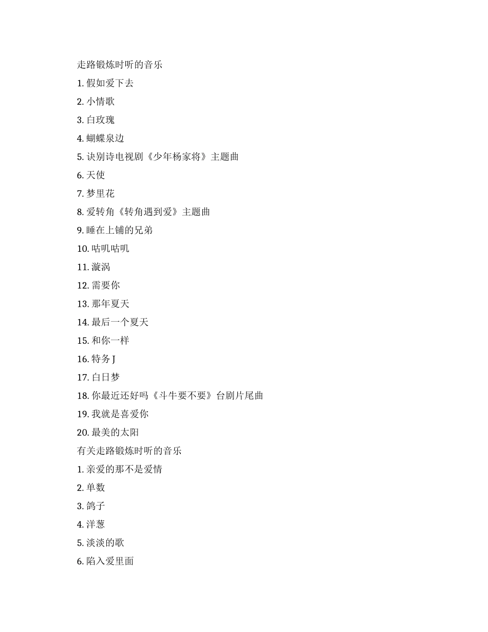 走路锻炼时听的音乐有哪些_第1页