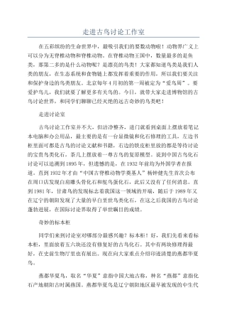 走进古鸟研究工作室