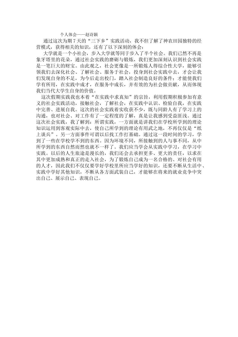 赵诗颖-三下乡总结_第1页