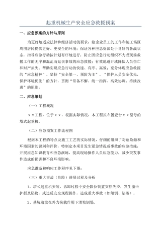 起重机械生产安全应急救援预案