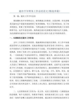 超市半年财务工作总结范文