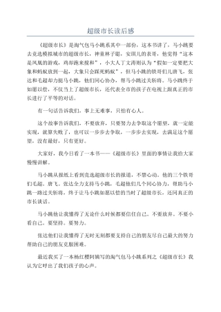 超级市长读后感