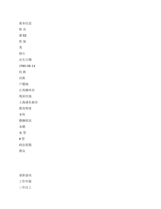 车辆设计工程师的简历表格