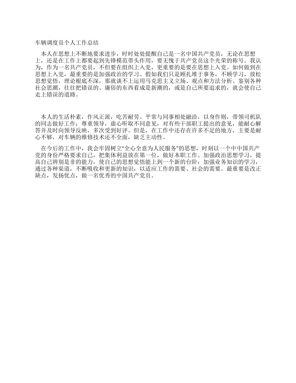 车辆调度员个人工作总结_第1页