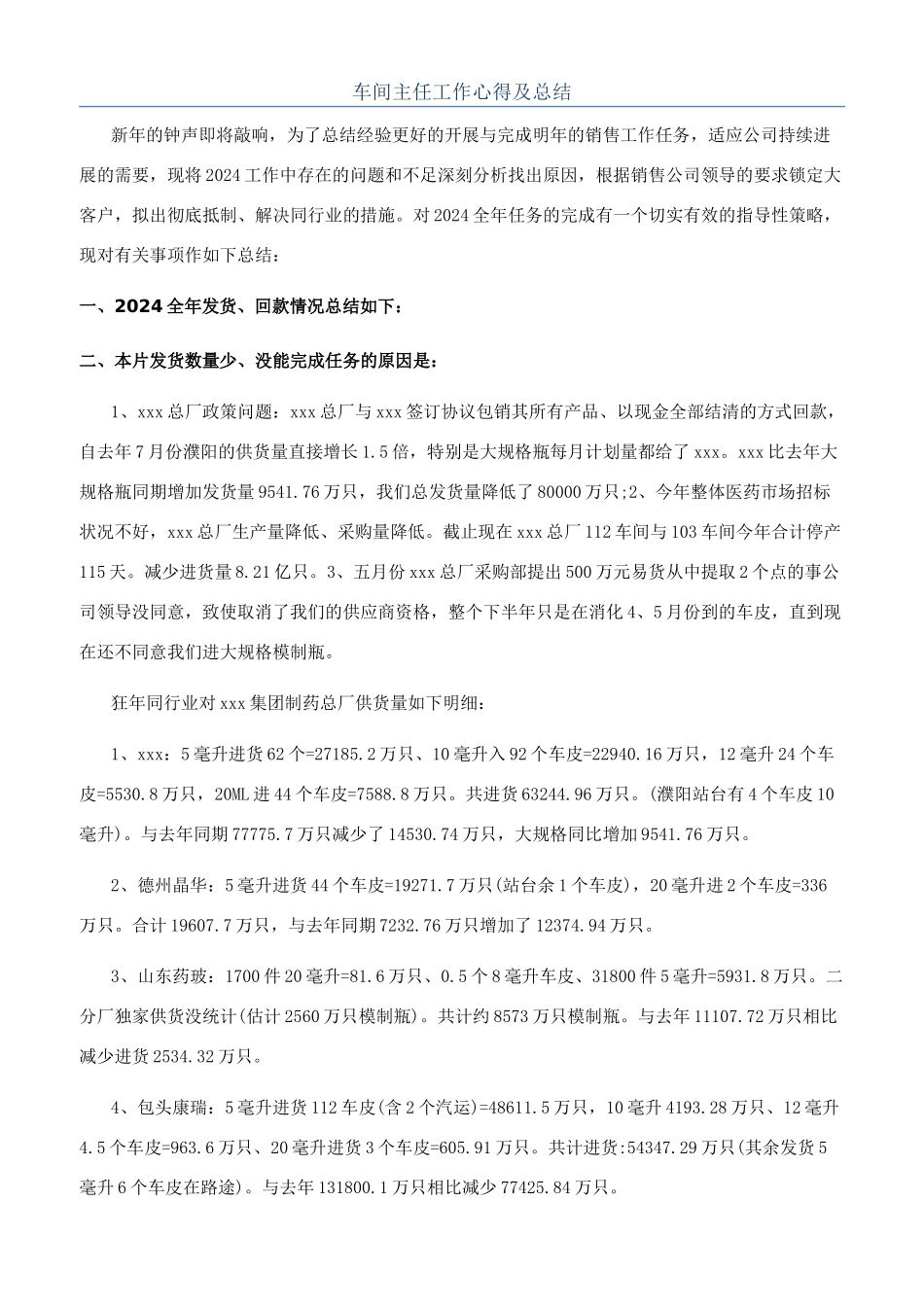 车间主任工作心得及总结_第1页