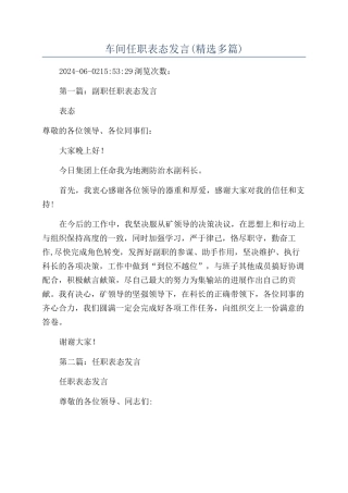 车间任职表态发言