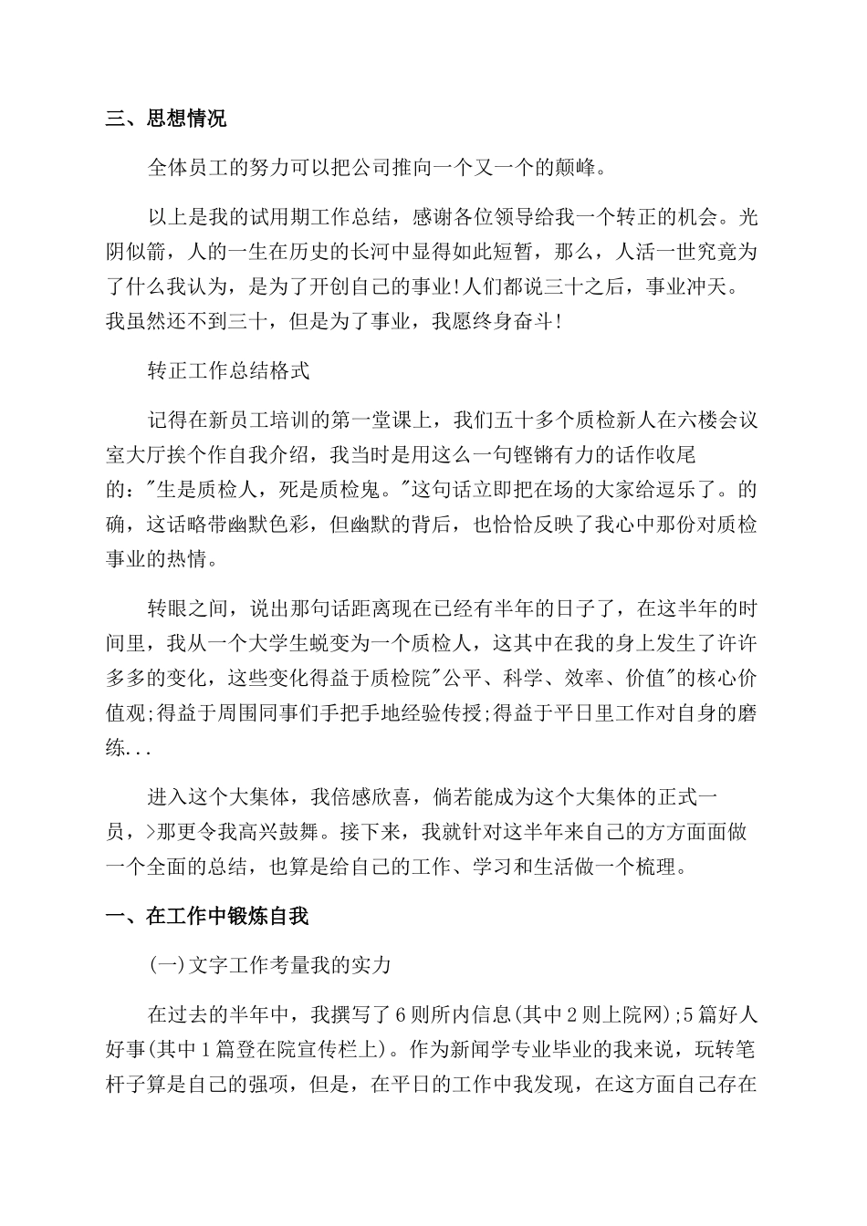 转正工作总结范文格式例文_第2页