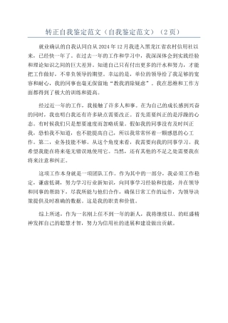 转正自我鉴定范文(2页)