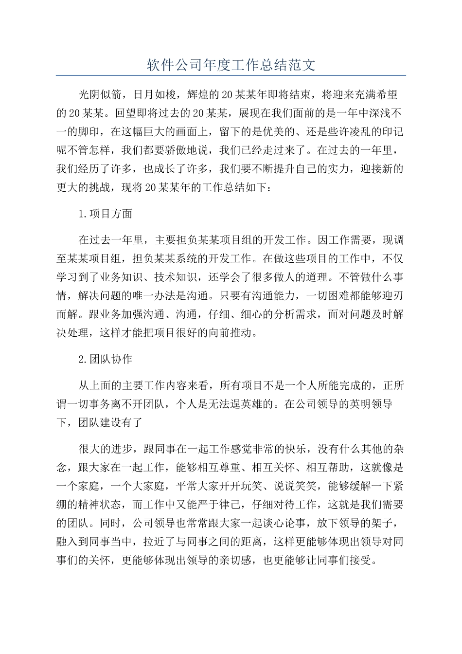 软件公司年度工作总结范文_第1页