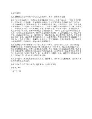 软件开发公司员工辞职报告2024