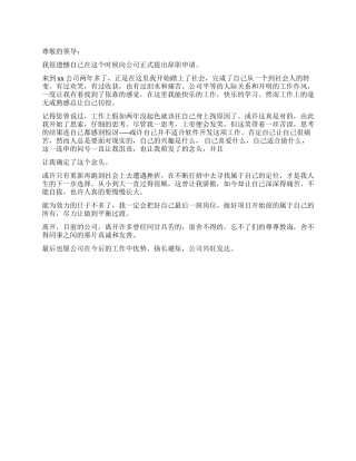 软件开发人员的辞职报告