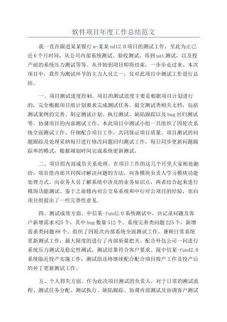软件项目年度工作总结范文