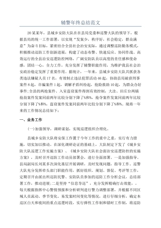 辅警年终总结范文