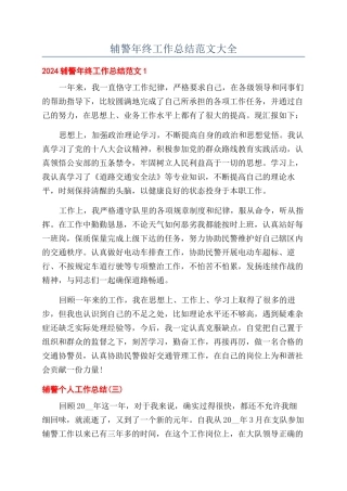 辅警年终工作总结范文大全