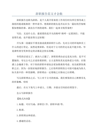 辞职报告范文才会批