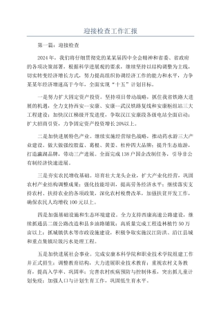 迎接检查工作汇报