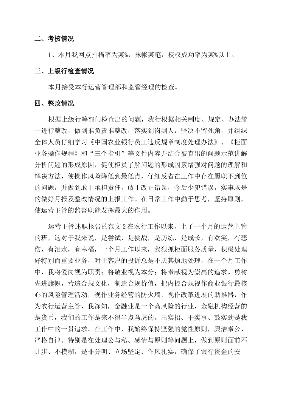 运营主管述职报告范文的_第2页