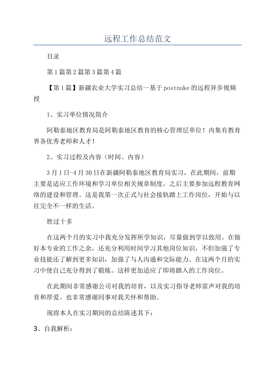 远程工作总结范文_第1页