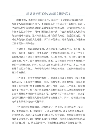送货员年度工作总结范文报告范文