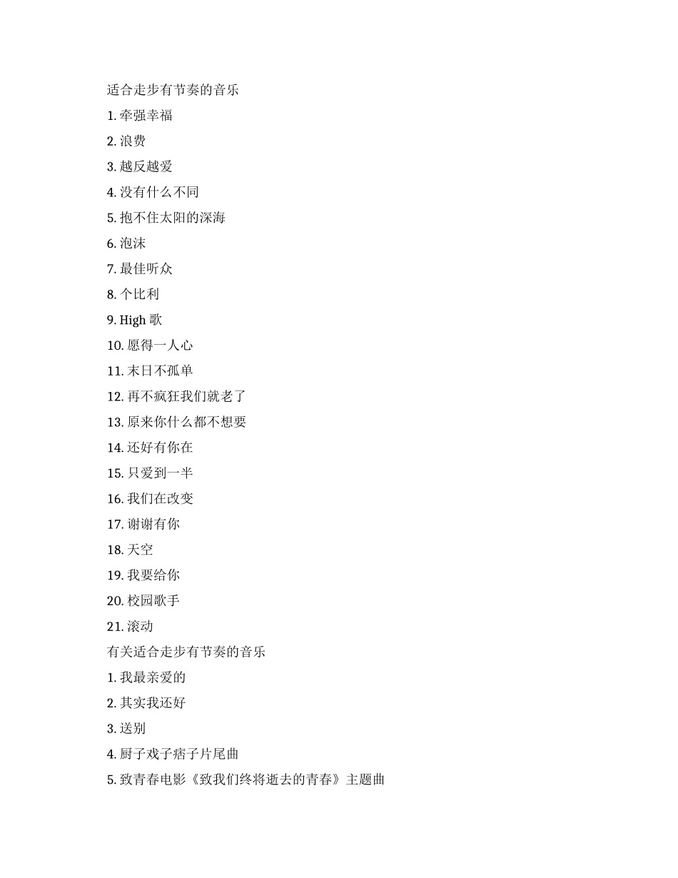 适合走步有节奏动感强的音乐曲子_第1页