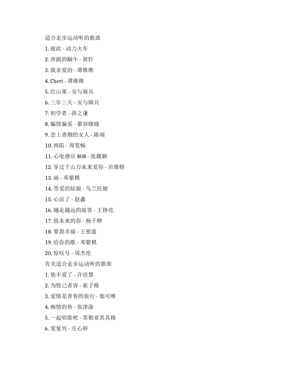 适合走步运动听的歌曲有哪些_第1页