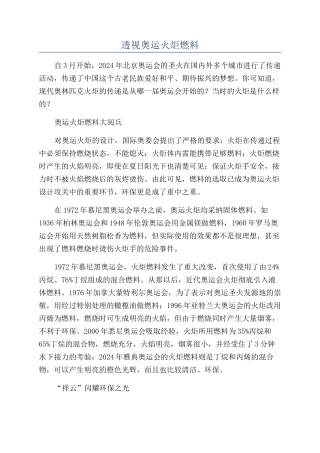 透视奥运火炬燃料